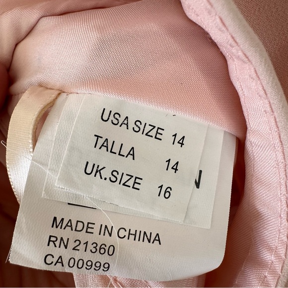 Marilee Sarah Bridesmaid Bridal Dress Size 14 Pink Spaghetti Strap Ruffle Formal - Picture 12 of 13